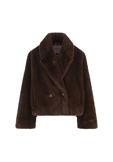 Brown Faux Fur Double Breasted Short Coat VALENTINI 1972 | 2101COCOA