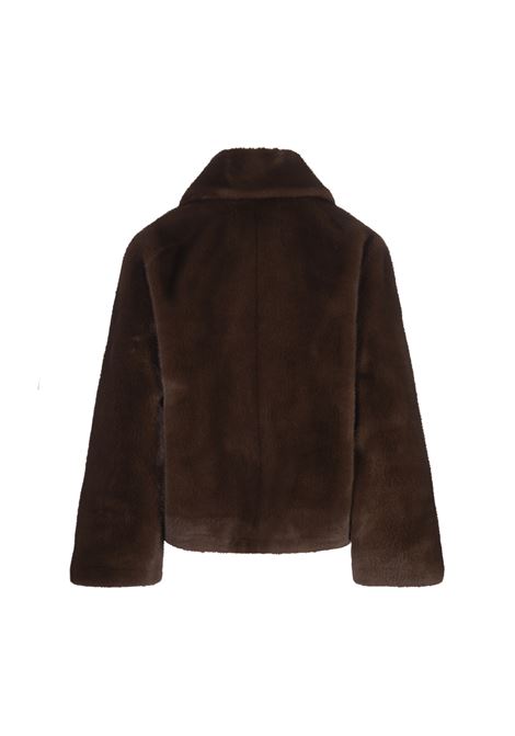 Brown Faux Fur Double Breasted Short Coat VALENTINI 1972 | 2101COCOA