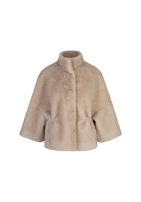 Beige Faux Fur Jacket With Drawstring Behind VALENTINI 1972 | 2109BEIGE