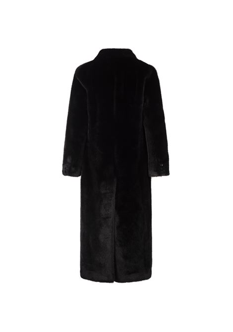 Cappotto Lungo Doppiopetto in Finta Pelliccia Nera VALENTINI 1972 | 2111BLACK