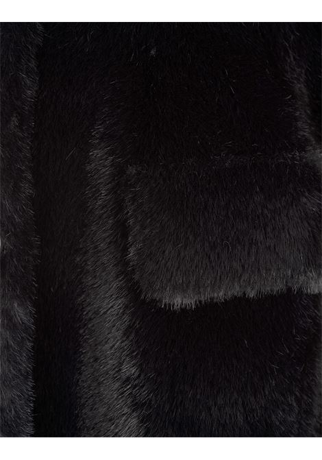 Black Faux Fur Long Double-Breasted Coat VALENTINI 1972 | 2111BLACK