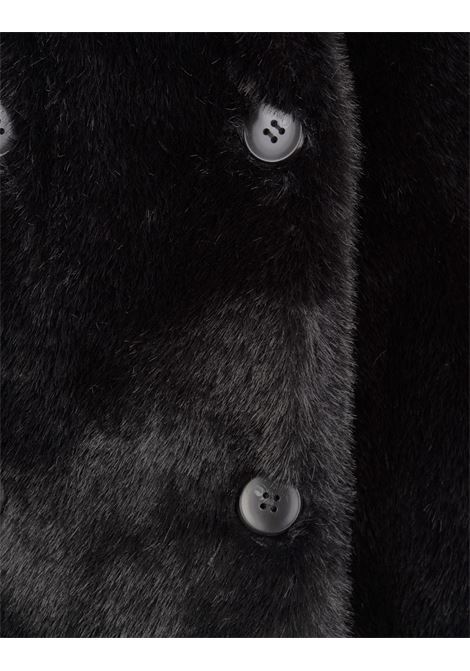 Black Faux Fur Long Double-Breasted Coat VALENTINI 1972 | 2111BLACK