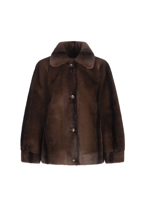 Brown Faux Fur Short Coat With Buttons VALENTINI 1972 | 2118COCOA