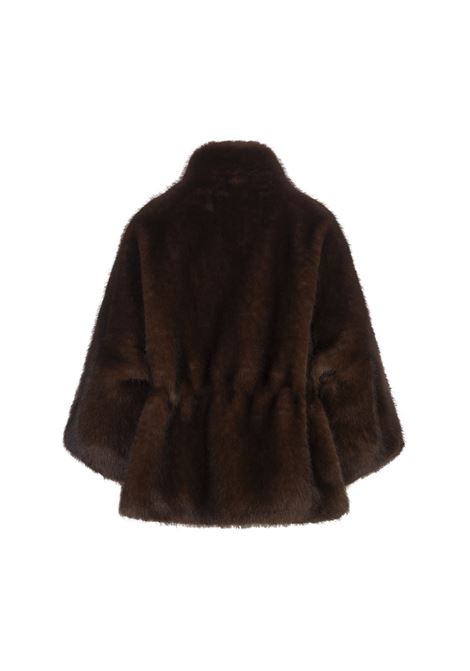 Brown Faux Fur Jacket With Drawstring Behind VALENTINI 1972 | 2131COCOA