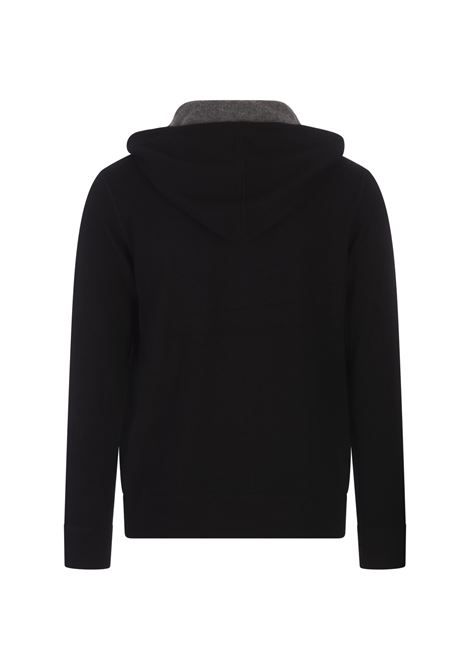 Felpa Con Zip e Cappuccio In Cashmere Nero VINCE | MR7866893001BLK