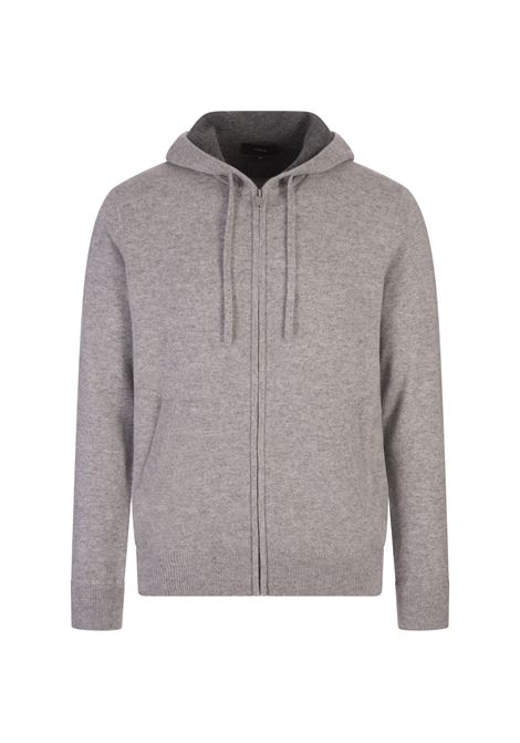 VINCE Felpa Con Zip e Cappuccio In Cashmere Grigio - VINCE