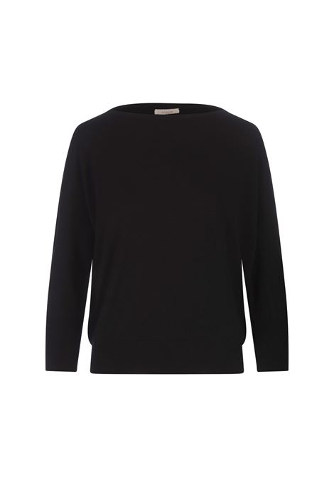 Black Basic Sweater With Boat Neckline ZANONE | 850138-ZM696N3017