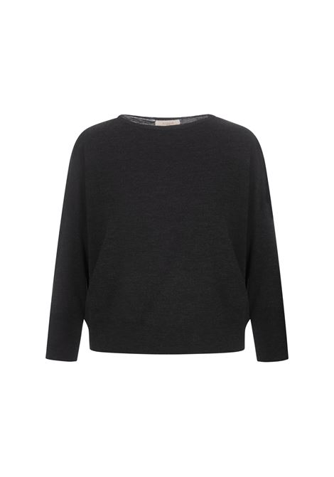 Anthracite Basic Sweater With Boat Neckline ZANONE | 850138-ZM696N7027