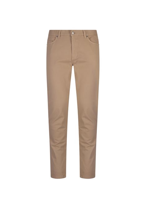 ZEGNA Jeans Roccia in Cotone Elasticizzato Beige - ZEGNA