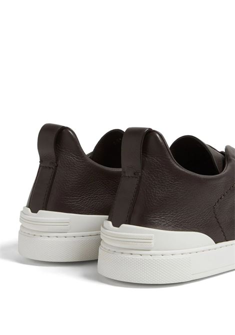 Triple Stitch SECONDSKIN Sneakers In Dark Brown ZEGNA | LHOTA-S5207ZCFF