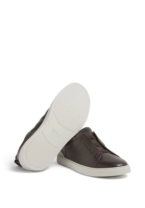 Triple Stitch SECONDSKIN Sneakers In Dark Brown ZEGNA | LHOTA-S5207ZCFF