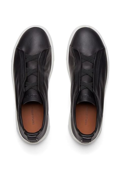 Triple Stitch SECONDSKIN Sneakers In Black ZEGNA | LHOTA-S5207ZNER