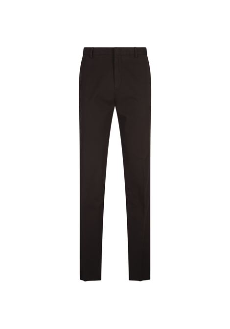 ZEGNA Pantaloni Slim Fit In Cotone Stretch Marrone - ZEGNA