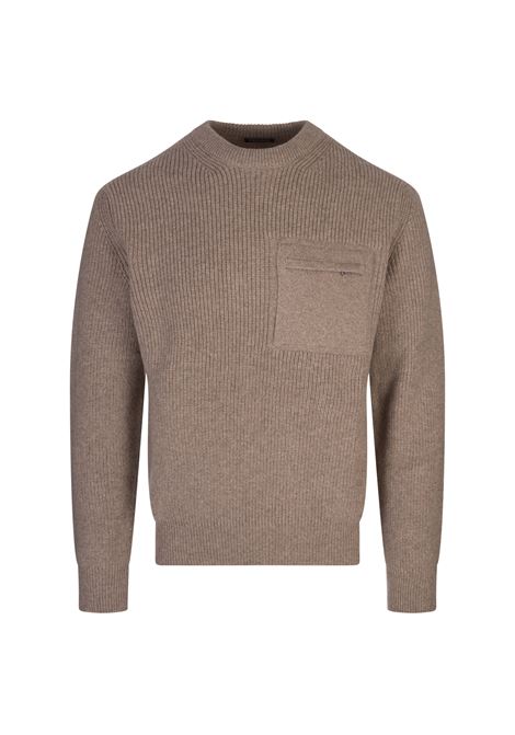 Taupe Cashmere Sweater With Pocket ZEGNA | UEK77A8-ECT110N92