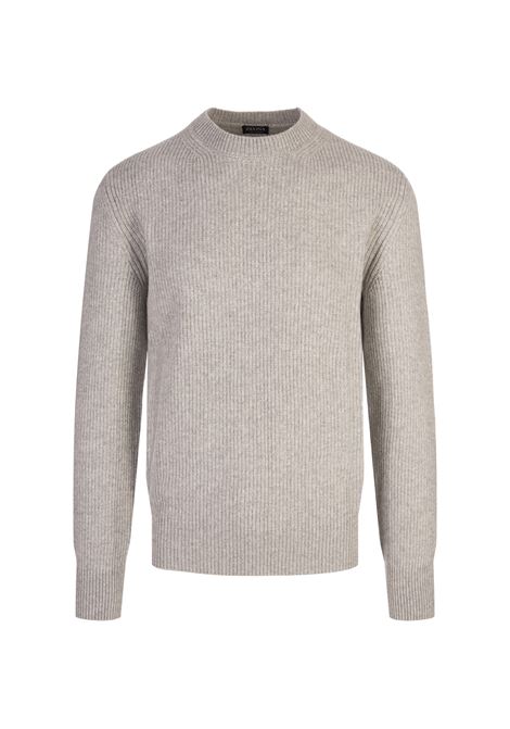 ZEGNA Maglione a Girocollo in Oasi Cashmere Grigio Chiaro - ZEGNA