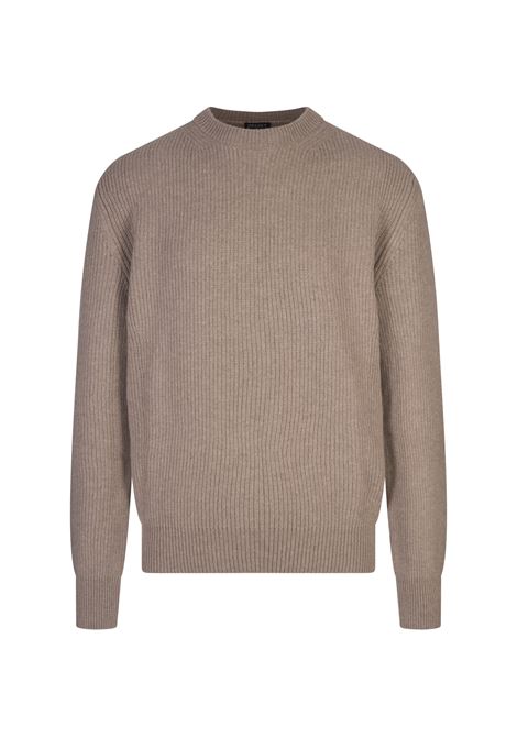 ZEGNA Maglione a Girocollo in Oasi Cashmere Taupe - ZEGNA