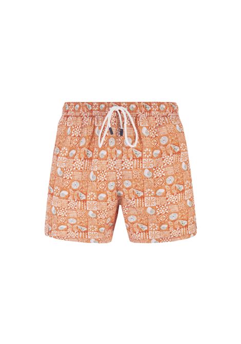 Kiton All-Monogram Swim Shorts in Green