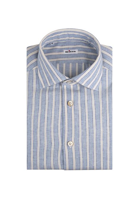 Light Blue Striped Linen Shirt - KITON - Russocapri