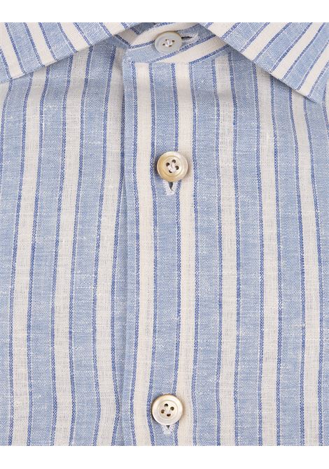 Light Blue Striped Linen Shirt - KITON - Russocapri