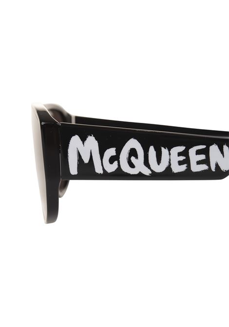 Occhiali Da Sole A Mascherina McQueen Graffiti in Nero ALEXANDER MCQUEEN | 712384-J07401056
