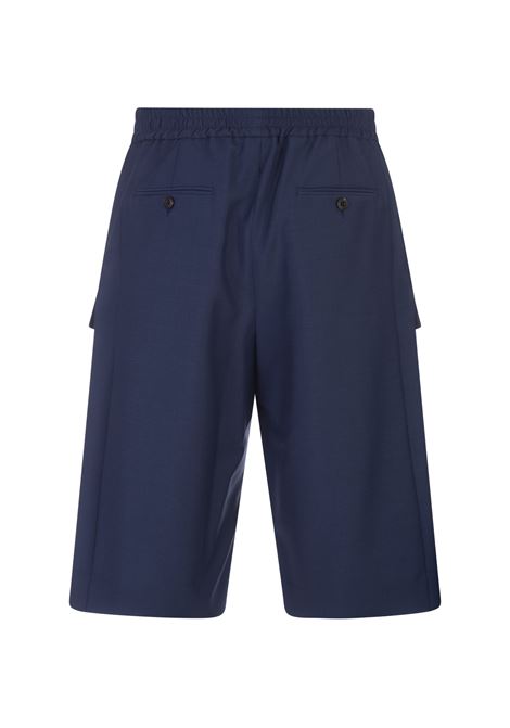  Dark Blue Wool and Mohair Cargo Bermuda Shorts ALEXANDER MCQUEEN | 774203-QUAAE4244