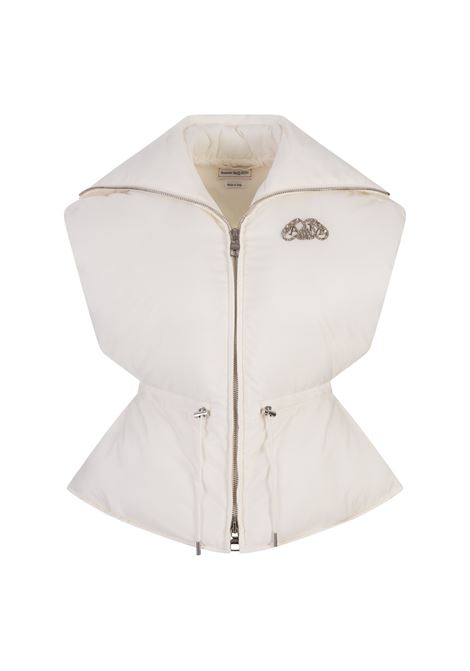 White Padded Gilet With Logo Application ALEXANDER MCQUEEN | 775256-QEAE49015