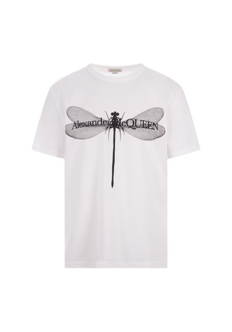T-Shirt Dragonfly In Bianco/Nero ALEXANDER MCQUEEN | 776328-QTAAI0909