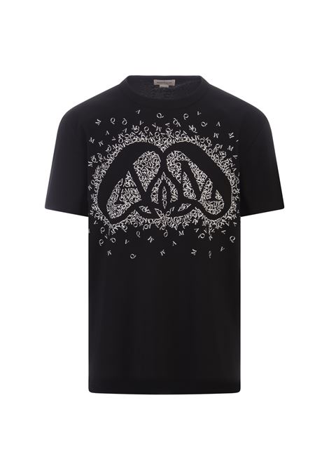 T-Shirt Nera Con Stampa Charm Ingrandita ALEXANDER MCQUEEN | 776349-QTAAP0520