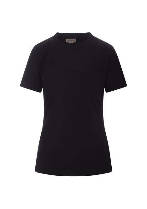 T-Shirt Slim Fit Nera Con Logo Seal Tonale ALEXANDER MCQUEEN | 780629-QLADF1000