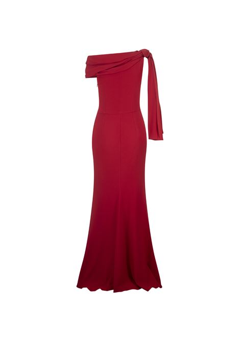 Abito Lungo Rosso Con Drappeggio ALEXANDER MCQUEEN | 781045-QEAAA6615