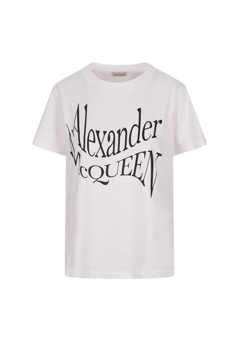 T-Shirt Bianca Con Logo ALEXANDER MCQUEEN | 781403-QZALT0900