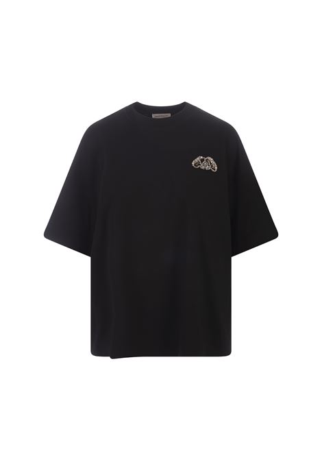 T-Shirt Mezzo Logo Seal Nera ALEXANDER MCQUEEN | 781546-QLAC51000