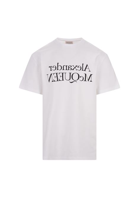 White T-Shirt With Reflected Logo ALEXANDER MCQUEEN | 781977-QTAAZ0909