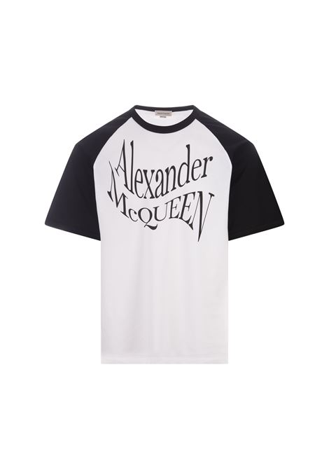 Two-Tone T-Shirt With Distorted Logo ALEXANDER MCQUEEN | 781983-QTAA80909