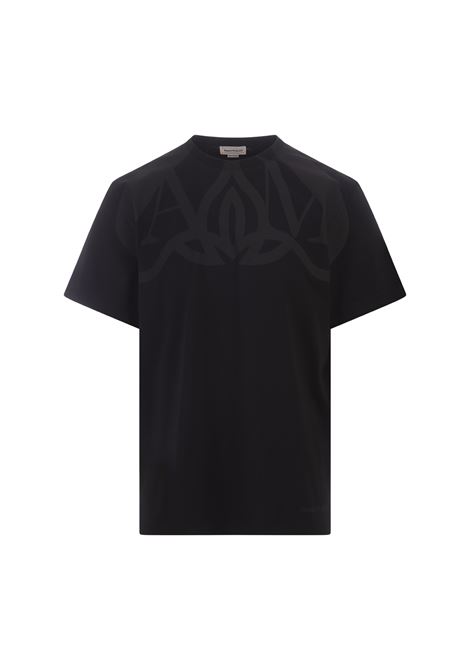 T-Shirt Nera Con Logo Seal ALEXANDER MCQUEEN | 781986-QTAA70548