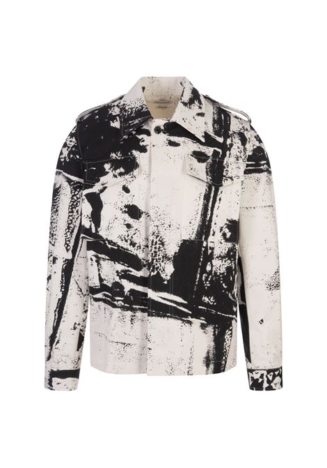 Shirt Jacket With Fold Print In Black And White ALEXANDER MCQUEEN | 782174-QOAA01090