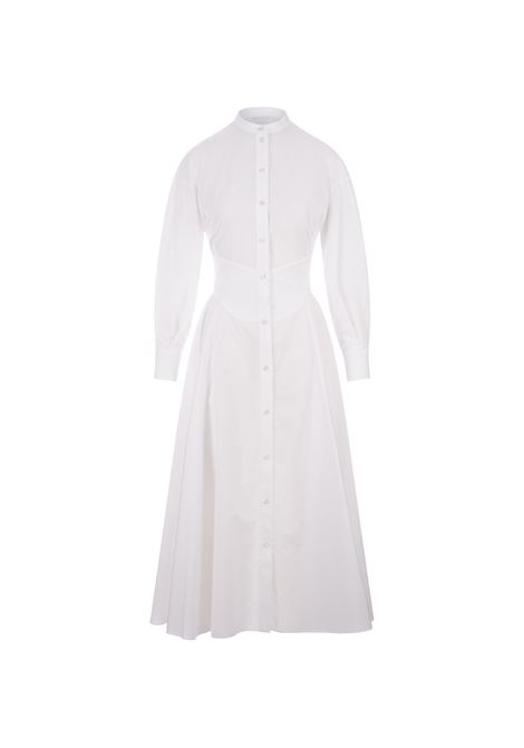 White Corset Midi Shirt Dress ALEXANDER MCQUEEN | 787712-QAABC9000