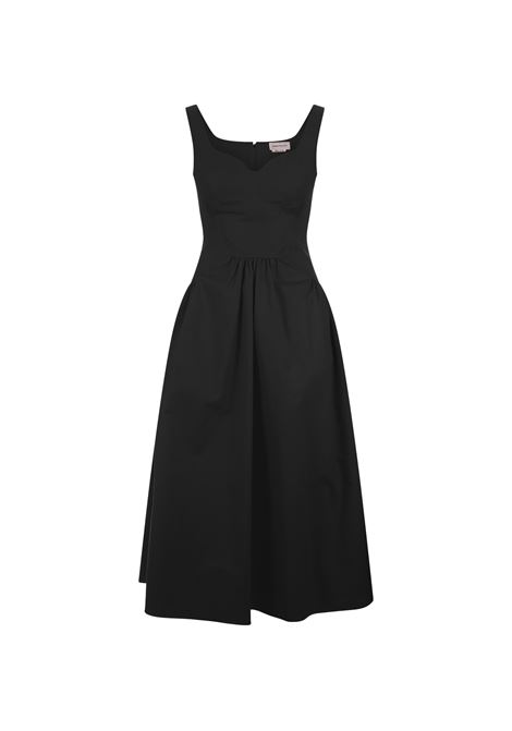 Midi Dress With Heart-Shape Neckline in Black ALEXANDER MCQUEEN | 787746-QAABC1000