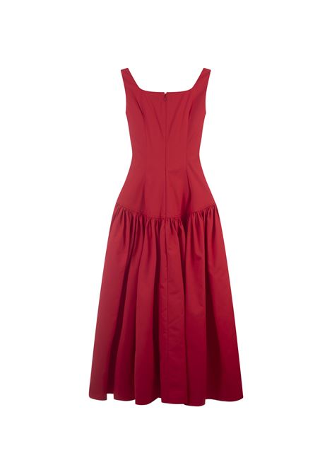 Midi Dress With Heart-Shape Neckline in Lust Red ALEXANDER MCQUEEN | 787746-QAABC6610