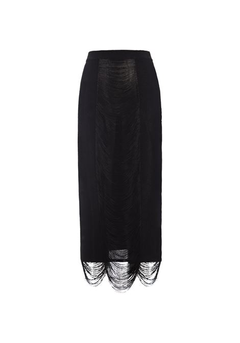 Black Midi Skirt With Fringes ALEXANDER MCQUEEN | 791072-Q1A9M1000