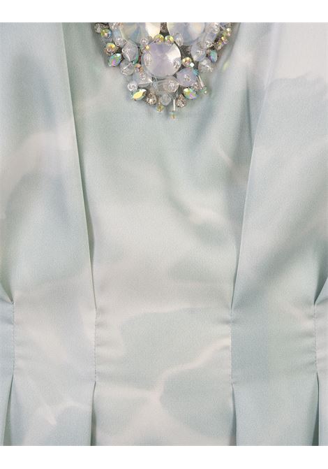 Light Blue Marble Satin Kaftan Dress AMEN | AMS24701096