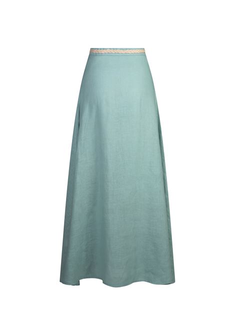 Charline Long Skirt In Light Blue Linen AMOTEA | CHARLINE-LINENLIGHT BLUE