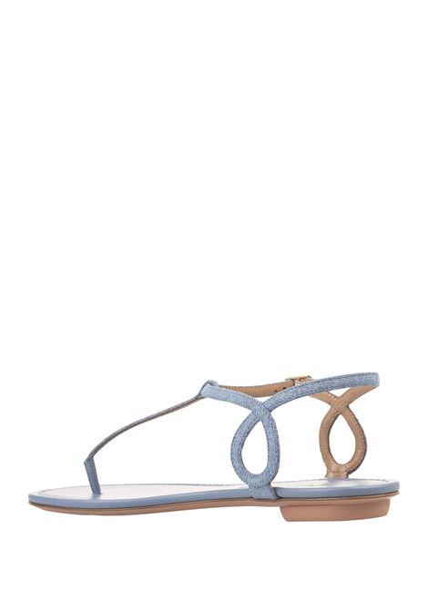 Blue Denim Almost Bare Sandals Flat AQUAZZURA | ALBFLAA0-JNNPPO