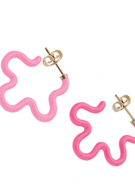 2 Tone Asymmetrical Flower Power Earrings In Bubblegum Pink and Azalea BEA BONGIASCA | GE201YGCC14