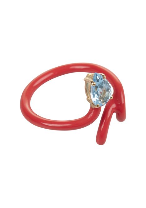 Baby Vine Tendril Ring In Red BEA BONGIASCA | VR110YGS-GP4R