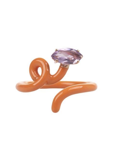 BEA BONGIASCA Anello Baby Vine Tendril Ring Arancione - BEA BONGIASCA