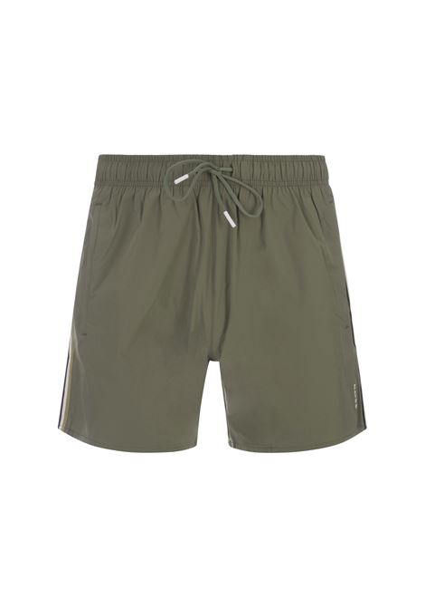 Khaki Beach Boxers With Typical Brand Stripes and Logo BOSS | 50491594250