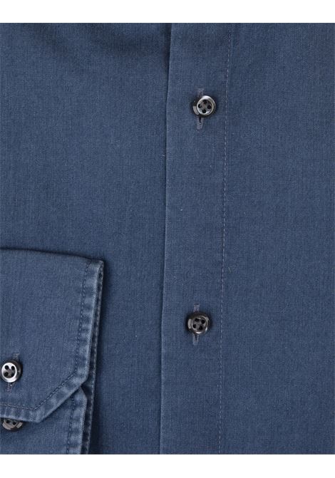 Slim Fit Shirt In Blue Cotton Denim BOSS | 50496932455