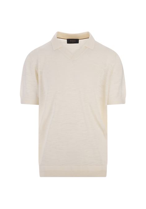 White Polo Style Sweater With Open Collar BOSS | 50511964100