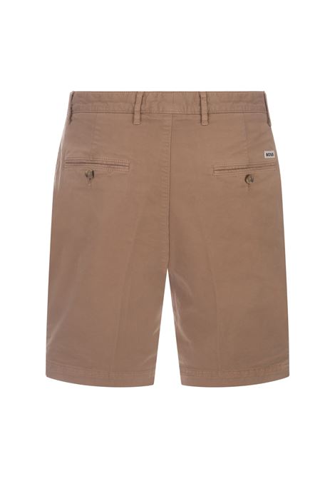 Beige Stretch Cotton Twill Bermuda Shorts BOSS | 50512524260